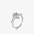 Luxe S925 sterling zilveren kroonring met grote fonkelende zirkoon en pavé-zetting - Verstelbaar Open / 925 sterling zilver