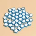 Close-up of 10mm blue and white flower-shaped beads for DIY jewelry making - Blue
