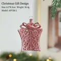 Pink glittery Christmas gift box ornament for tree decoration, size 8.5x8.5cm - Gift Style