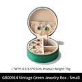 Mini round velvet jewelry box in vintage green with zipper and inner ring storage - Small / Vintage Green
