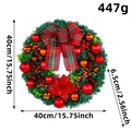 Weihnachtskranz mit roter Karo-Schleife, Zapfen und Beeren, 40cm 15,75 Zoll Durchmesser - Roter Bogen Weihnachtskranz