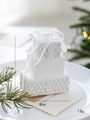 White glitter tiered gift box ornament with silk bow for Christmas tree decoration - White Style A