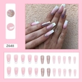 Faux ongles ballerine dégradé rose pailleté avec strass et design français chic - Français Simple (Z648) / Avec Colle