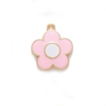 Ciondolo a fiore in smalto rosa e bianco con cornice in metallo dorato per gioielli - Rosa Chiaro