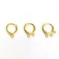 14k gold plated round earrings connectors with 1/2/3 loop options for DIY jewelry making - Triple Loop 11.5mm / 18K Gold