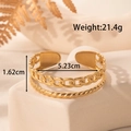 Gouden dubbellaagse open armband met Cubaanse schakels en gedraaide touwtextuur - Cubaanse Ketting Twist Touw Dubbellaagse Stijl (YB-118)