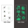 Glow in the dark Halloween temporary tattoos with glowing spider web and spider designs - Spider Web Style (WS-Y004)