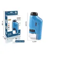 Blue portable optical microscope for kids with packaging size 19.5cm by 11.8cm - English Packaging / Blue