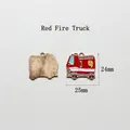 Dettaglio ciondolo camion dei pompieri smaltato rosso per gioielli fai-da-te 24x25mm - Camion dei Pompieri Rosso Acceso
