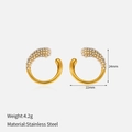 Elegant C-shaped stainless steel earrings with white pearls in 18K gold finish - Gold Pave Pearl C-Hoops