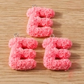 Detailed view of pink rose-textured letter E charms for DIY jewelry making crafts - Letter E / 10 Pieces Pack / Pink