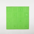 Green 3D self-adhesive wall tile with classic floral relief and foam texture - Green