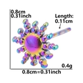 Detailed size chart for sun-shaped iridescent 304 stainless steel stud earrings - Sunburst-Rainbow