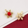 Golden snowflake pendant with red gemstone for Christmas jewelry DIY crafts - 37# Gold Large Snowflake with Red Rhinestone