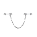 Catena per orecchie punk argento con stella, doppie punte e maglie metalliche - Stile Cono Argento (8mm)