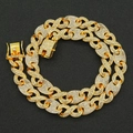 Collana a catena Cuban link placcata in oro con diamanti scintillanti da uomo hip hop - Collana-18inch / Oro