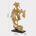 Abstract golden silence mask sculpture on black base, height 13.5cm mini modern art decor - Mini Kiss Statue
