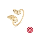 Adjustable S925 sterling silver ring with gold plated hollow butterfly design for women - Adjustable Open / Gold/Hollow Butterfly Style