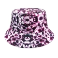 Gros plan du tissu du chapeau bob tie-dye avec motifs géométriques violets et noirs - M(56-58cm) / Violet (Imprimé Tie-Dye Violet)