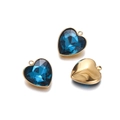 Three deep blue heart-shaped crystal pendants with gold metal edges for DIY jewelry making - Sea Blue Heart Pendant (13*15mm)