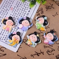 Set of six Tang dynasty style resin figurines in traditional hanfu poses on calligraphy paper - Assorted Style (1229-2)