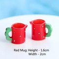 Detailed macro view of miniature red strawberry mugs with dimensions 1.6cm by 2cm - Red Mug