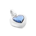 Luxury heart-shaped pendant with faceted sea blue crystal and silver stainless steel frame - Blue Gemstone Silver Base (KP100792-K)