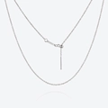 Adjustable S925 sterling silver O-chain necklace with needle-end and sliding buckle - Adjustable Bead Necklace / Platinum