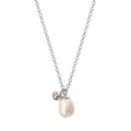 925 Sterling silver necklace featuring a natural freshwater pearl and silver ball pendant - 925 Silver / Silver