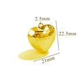 Polished hollow heart pendant in golden stainless steel, 22.5mm DIY jewelry charm - R134-Gold-Hammered Texture