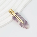 Detail shot of purple marble pattern acetate hair clip with golden metal spring fastener - 56# Small 6cm Acetate Seamless Clip