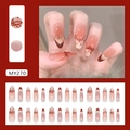 Roze cat-eye plaknagels met rode tips, strikjes en stippenpatronen, set van 24 stuks - Geschulpte Franse Stijl (MY270 Inclusief Lijm)