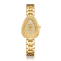 Luxurious gold snake-head quartz watch for women with a textured case and five-row link strap - Gold
