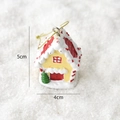 Miniature 5cm Christmas house ornament with gold string and snowy roof decoration - White House