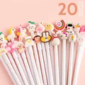 Set of 20 creative white cartoon gel pens with cute 3D character toppers for students - 20 Pcs White Series