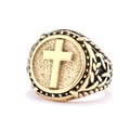 Anello vintage in acciaio inossidabile con croce dorata e motivi celtici - US 7 / Colore Oro (25510)