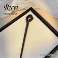 Chinese vintage sandalwood hair pin with elegant ruyi pattern carving and 18cm length - 35# Ruyi (Sandalwood)