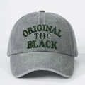 Graue gewaschene Baumwoll-Basecap mit grüner ORIGINAL THE BLACK 3D-Stickerei - Einheitsgröße / Grau