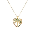 Golden heart necklace featuring a tree of life pendant with colorful zircon gemstones - Gold Heart Tree of Life Multi-color Zircon