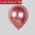 Pack of 100 rose gold metallic 5 inch latex balloons with premium mirror finish texture - Metallic Rose Gold - Small