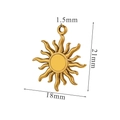 Golden stainless steel sun pendant with wavy rays and size measurements 18mm by 21mm - Gold Wavy Sun Style 4