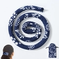 Ethnic blue wire headband set with matching storage pouch and hair styling demonstration - Single Hair Tie / Blue Flower