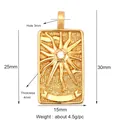 Golden tarot sun pendant in rectangular shape with zircon inlay and relief pattern - 7. The Sun