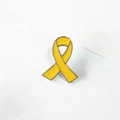 Enamel yellow ribbon awareness brooch pin with silver metal trim for charity campaigns - Yellow
