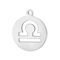 Silver Libra zodiac sign necklace pendant with polished finish and circular charm - Steel Color Libra (KLJ4480-Z)