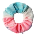 Blue white pink gradient velvet scrunchie with hidden zipper pocket feature - Tiffany Blue
