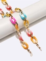 Colorful acrylic chunky chain glasses strap with gold metal clasps on a white display stand - Multicolor/Gold