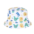 Close-up of white bucket hat featuring colorful cartoon monster patterns in vibrant colors - M (55-58cm) / 18# White Little Monster