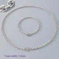 5.3mm silver stainless steel chain necklace and bracelet set with OT buckle closure - Bracelet 20CM / 5.3mm / Steel
