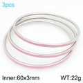 Set of 3 stainless steel bangles with pink enamel inlay in 60mm diameter - Pink/Steel